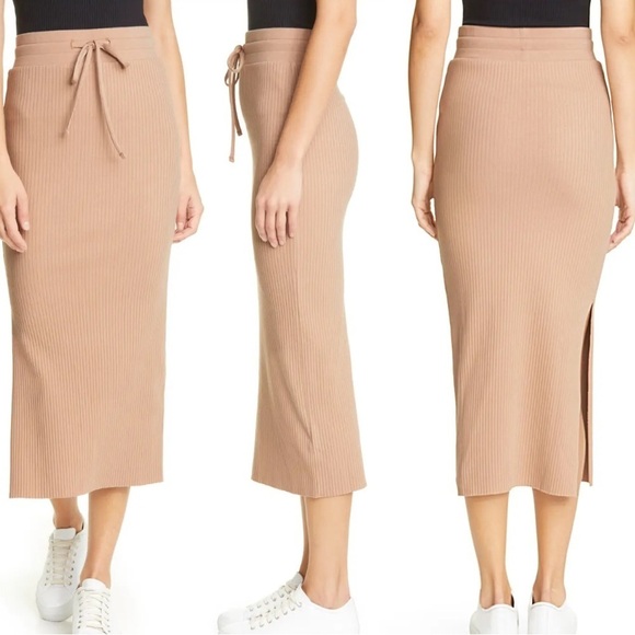 The Range / Primary Rib Drawstring Midi Skirt in Tan Stretch light tawny XS - Picture 2 of 8